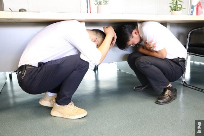 地震应急演练。阮松萍摄